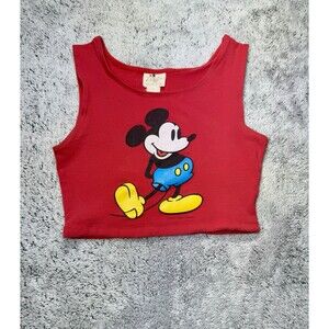 Vtg 80s Mickey’s Workout Wear Crop Top Red Stretch Tank Walt Disney Mickey Mouse